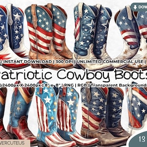 Cowboy Stiefel Clipart, Western PNG, Americana Cowboy-Stiefel, Cowboy-Stiefel, Western Boots Clipart, Wilder Westen Clipart, 4.Juli PNG