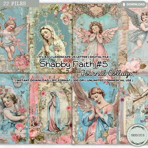 Set collage di diario spazzatura Shabby Faith, Santa Madre Maria, Vergine Maria, kit di diario spazzatura, cattolico, preghiera, gratitudine, religioso, stampabile