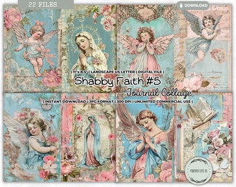 Shabby Faith Junk Journal Collage Set, Holy Mother Mary, Virgin Mary, Junk Journal Kit, Catholic, Prayer, Gratitude, Religious, Printable