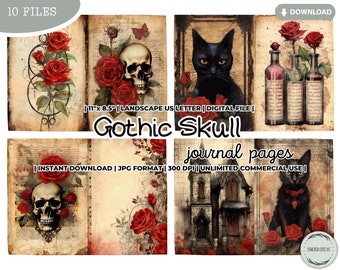 Gothic Red Roses Junk Journal Pages: Vintage Collage (digital Download ...