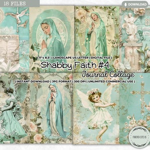 Set collage di diario spazzatura Shabby Faith, Santa Madre Maria, Vergine Maria, kit di diario spazzatura, cattolico, preghiera, gratitudine, religioso, stampabile