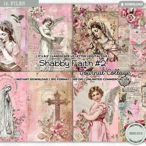 Shabby Faith Junk Journal collage set, Heilige Moeder Maria, Maagd Maria, Junk Journal Kit, katholiek, gebed, dankbaarheid, religieus, afdrukbaar
