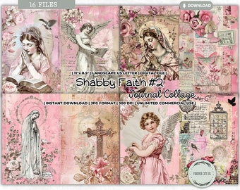 Shabby Faith Junk Journal Collage Set, Holy Mother Mary, Virgin Mary, Junk Journal Kit, Catholic, Prayer, Gratitude, Religious, Printable