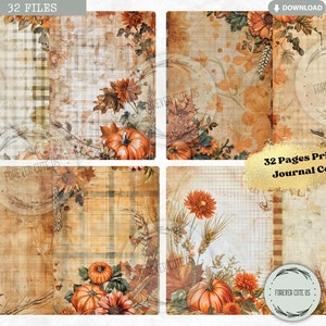 Hello Autumn Junk Journal Collage Sheet Kit, Fall, Leaves, Thanksgiving ...
