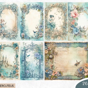 The Secret Garden Journal Pages Bundle, Printable Shabby Chic, Shabby Chic Digital Paper, Shabby Chic Junk Journal, Junk Journal Papers image 3