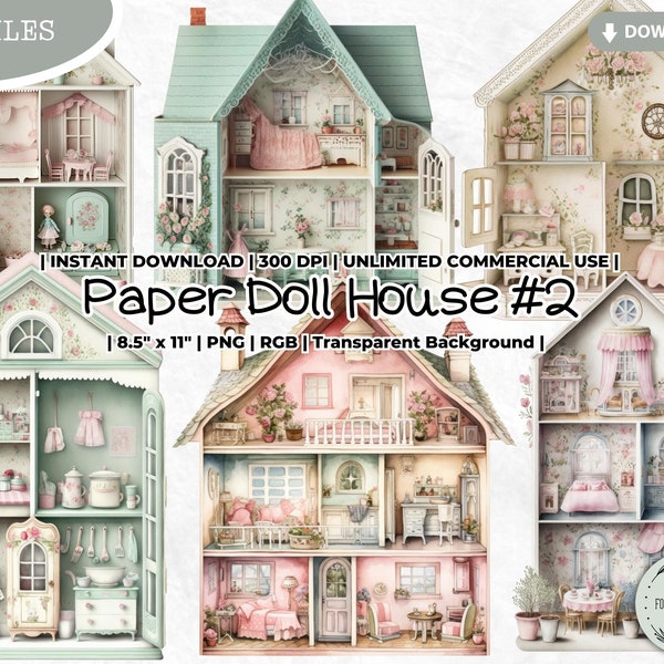 Bundle de cliparts en papier pour maison de poupée, meubles, maison de poupée, imprimable, collection, accessoire, numérique, PNG, scrapbooking, carnet de bord, travaux manuels en papier