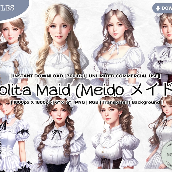 Lolita Maid Clipart, Japan Cosplay Restaurant Waitresses, Maid cafes, Meido, Meido gāru, PNG, Card, Scrapbook, Junk Journal, Paper Crafts