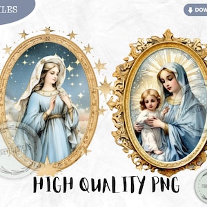 Blessed Mother Mary Clipart Bundle, Virgin Mary, Catholic,lady of ...