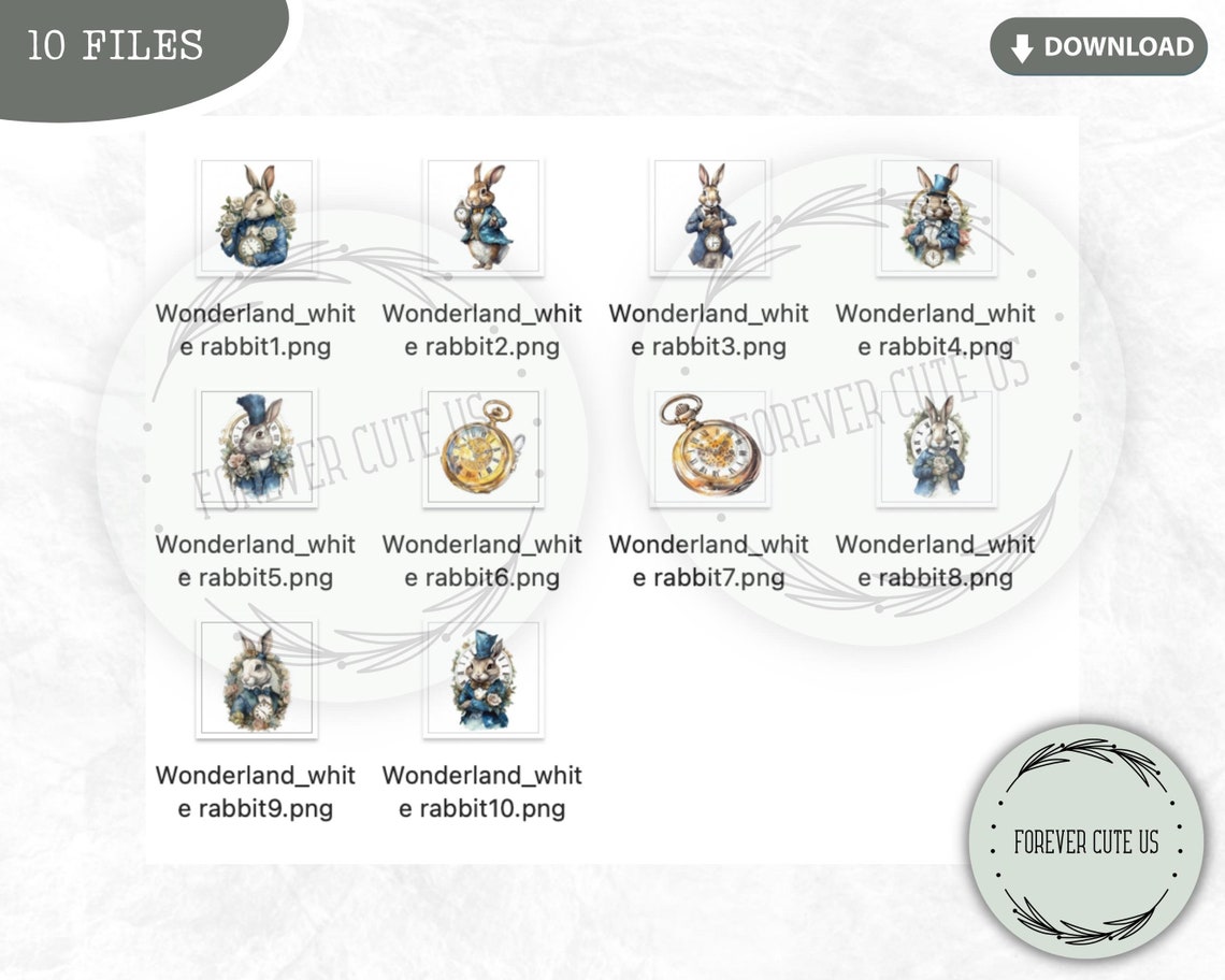 Wonderland Rabbit Clipart PNG – Vintage White Rabbit Character, Fantasy ...