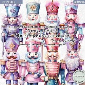 Pacote de clipart de quebra-nozes de Natal em tons pastel doces, Natal rosa, Natal elegante, Arco-íris, Retro, Nostálgico, Sonhador, Caprichoso, Elementos, PNG