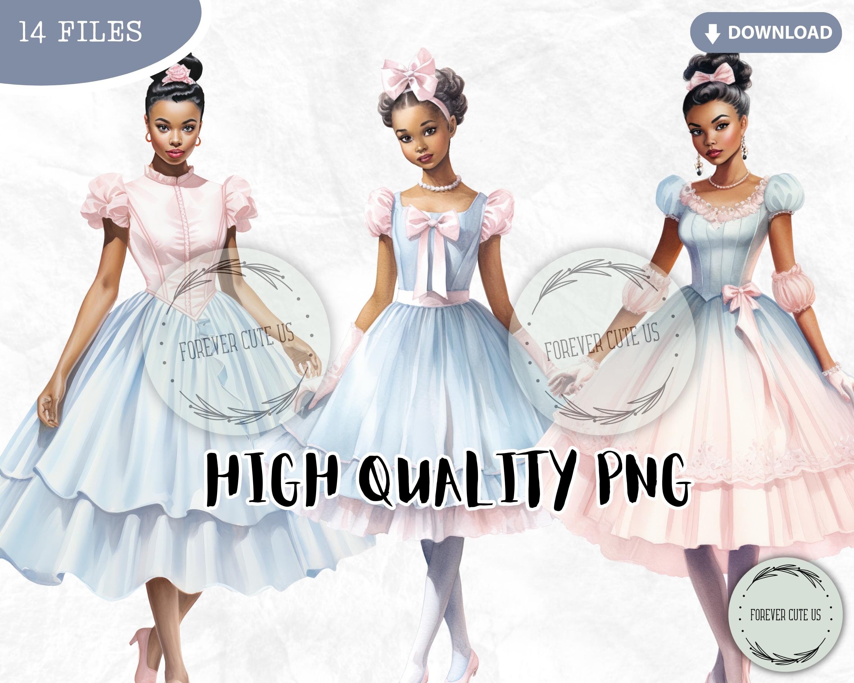 Retro Afro American Dolly Girl Clipart Bundle Fashion Etsy