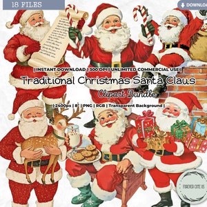 Traditionele kerst kerstman clipart, mevrouw Claus, slee, koekjes, melk, sneeuwpop, ijsbeer, vintage, klassiek, vakantie aquarel, png
