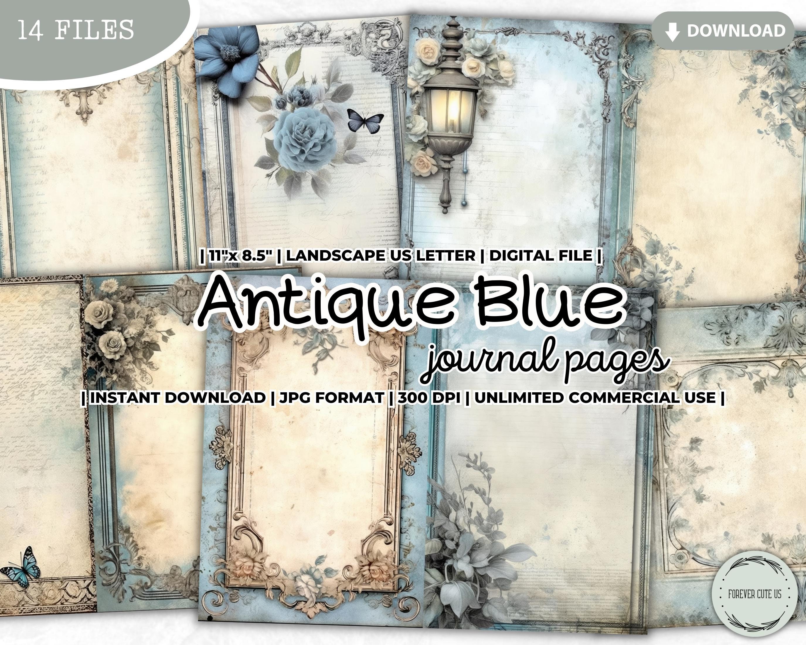 Junk Journal Kit Vintage Blue: Vintage Ephemera for Junk