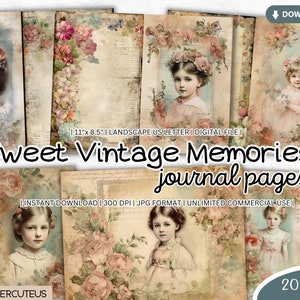 Sweet Vintage Memories Journal Pages Bundle, Printable Shabby Chic, Shabby Chic Digital Paper, Shabby Chic Junk Journal, Junk Journal Papers