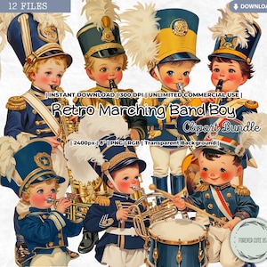 Retro Marching Band Boy Clipart, Vintage, Nostalgic, Uniform, Parade Musician, Nutcracker, PNG, Scrapbook Junk Journal Printable Ephemera