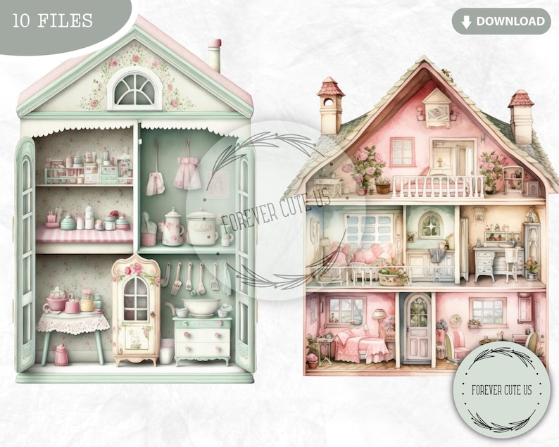 Paper Doll House Clipart Bundle Furniture Dollhouse Etsy UK