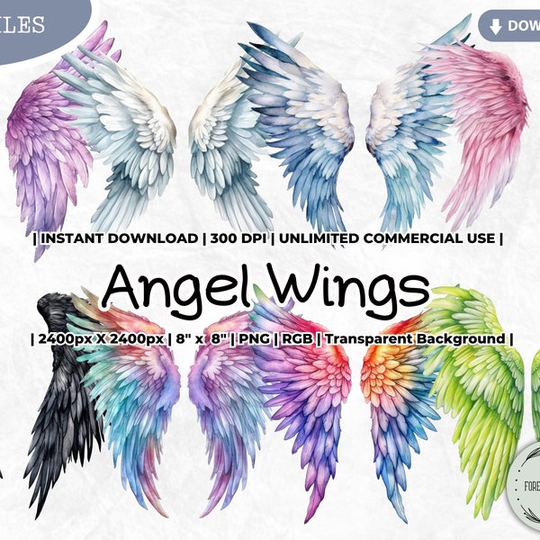 Angel Wings Clipart, White Wings, Gothic, Halo Clipart, Planner Sticker, Spiritual, Wings Shape, Memorial, Cute Angel Wings, Sublimation PNG