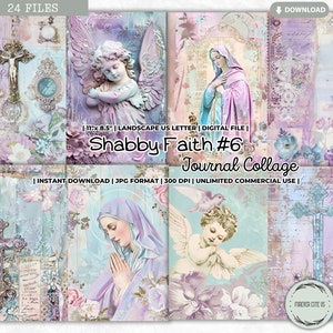 Shabby Faith Junk Journal collage set, Heilige Moeder Maria, Maagd Maria, Junk Journal Kit, katholiek, gebed, engel, religieus, afdrukbaar