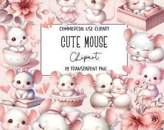 Schattige muis, muis clipart, clipart bundel, muis png, transparante achtergrond, instant digitale download