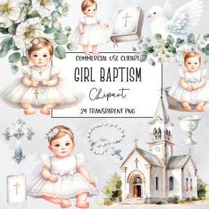 Baptême de fille, chrétien, clipart baptême, fichier PNG, fond Transparent, téléchargement numérique immédiat