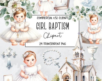 Girl Baptism, Christian, Baptism Clipart, PNG File, Transparent Background, Instant Digital Download