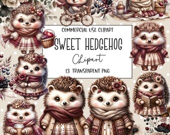 Sweet Hedgehog, Hedgehog Clipart, Hedgehog Png, Boho Clipart, PNG File, Transparent Background, Instant Digital Download