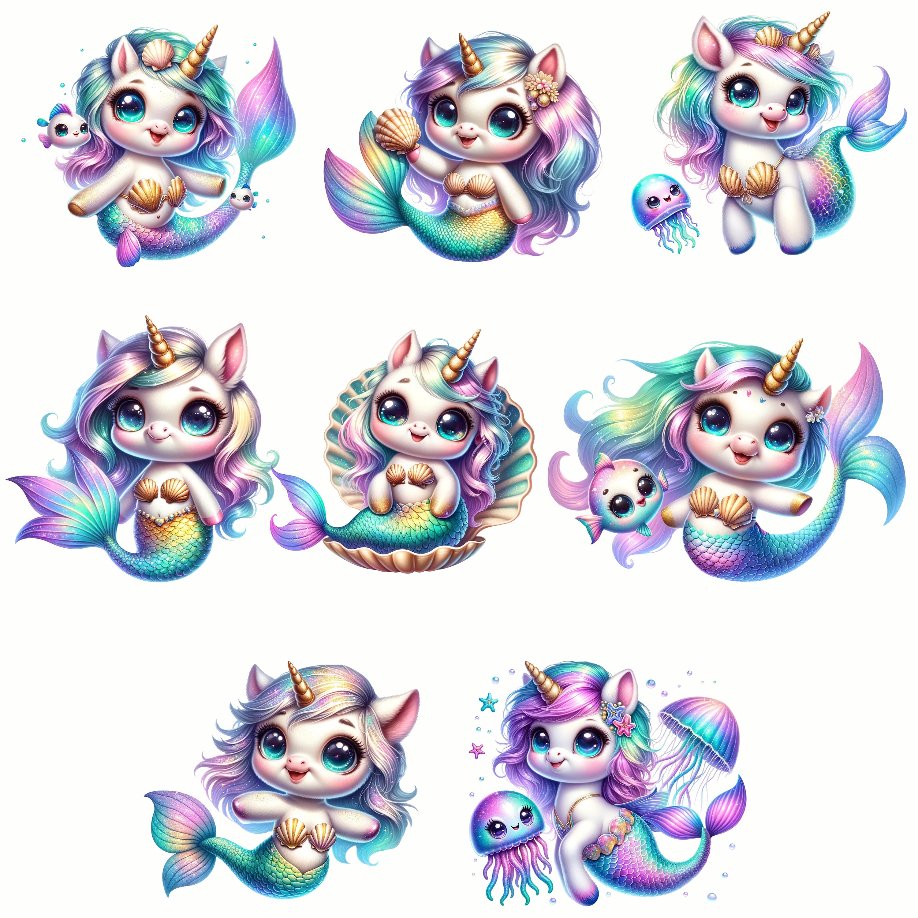 Mermaid Unicorn Clipart, Mermaid Clipart, Unicorn Clipart, Clipart ...