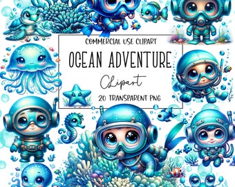 Ocean Adventure, Podmorski, Podwodny, Clipart Oceanu, Ocean Png, Plik PNG, Przezroczyste Tło, Natychmiastowe Pobieranie Cyfrowe