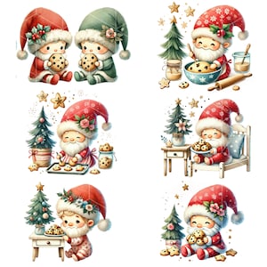 Christmas Gnomes Baking, Christmas Clipart, Christmas Png, Watercolor ...