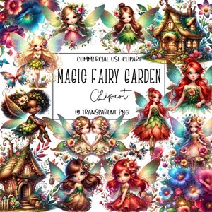 Magic Fairy Garden, Fairy Clipart, Fairies, Magic Garden, PNG File, Transparent Background, Instant Digital Download