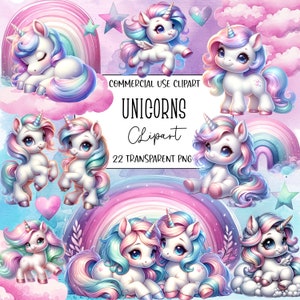 Unicorns, Unicorn Clipart, Clipart Bundle, Unicorn Png, PNG File, Transparent Background, Instant Digital Download