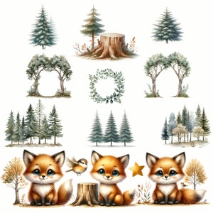 Cute Fox, Fox Clipart, Fox PNG, Clipart Bundle, Birthday Clipart, Cute Fox Png, Instant Digital Download zdjęcie 3