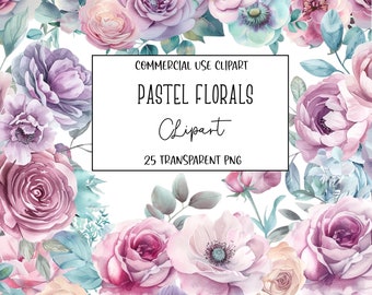 Florales pastel, imágenes prediseñadas florales, png floral, flores de boda, paquete de imágenes prediseñadas, imágenes prediseñadas de flores, fondo transparente, descarga instantánea