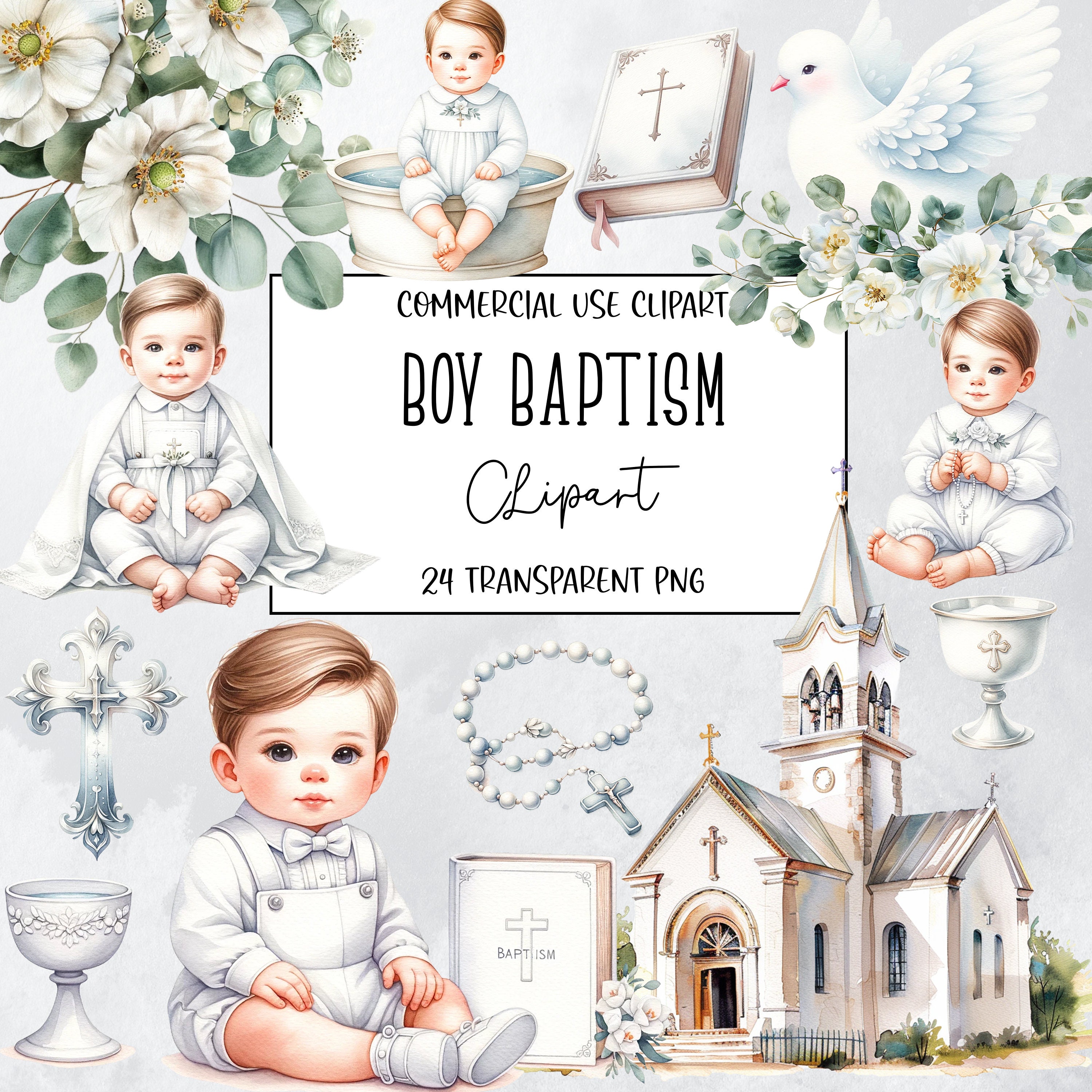 Boy Baptism, Christian, Baptism Clipart, PNG File, Transparent Background, Instant Digital Download