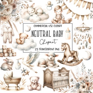 Bebé neutro acuarela, imágenes prediseñadas de acuarela, género neutro, baby shower, archivo PNG, fondo transparente, descarga digital instantánea