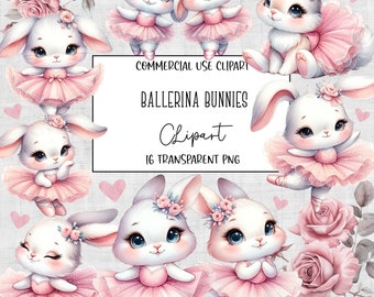 Ballerina-Hasen, Ballerina Clipart, Aquarell Clipart, Ballerinas, PNG-Datei, transparenter Hintergrund, sofortiger digitaler Download