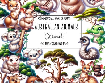 Australian Animals, Australian Animals Clipart, PNG File, Transparent Background, Instant Digital Download