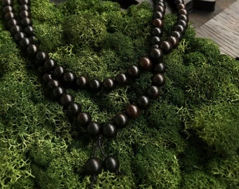 Mala beads 108 natural ebony wood, black rosary, Necklace Buddhist, meditation mala, meditation yoga mala, meditation necklace