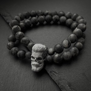 Bracelet with skull, barber bracelet, skull bracelet, Bearded skull, dead bracelet, men gift