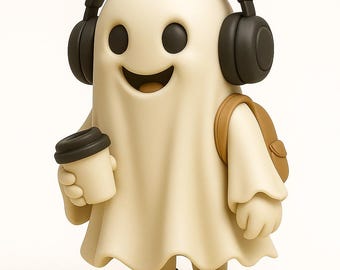 Figurka ducha Kawaii do druku 3D | Dekoracja na Halloween STL + GLB | Uroczy duch z plecakiem i bez