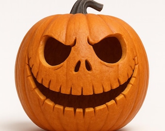 笑顔のカボチャのジャック・オー・ランタンSTL + 6 SVG\PNGファイル | 3Dプリント可能なハロウィンカボチャデコレーション | ジャック・オー・ランタンカボチャ3Dモデル