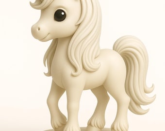 Schattig eenhoornbeeldje – Kawaii Pony STL + GLB-bestanden, fantasiedecor, magisch cadeau, 3D-afdrukbare eenhoorn