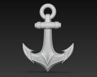 3D-ankare STL-fil – nautisk symbol, fantasiankardekor, 3D-utskrivbar modell för hartsutskrift, havs- och havspresent