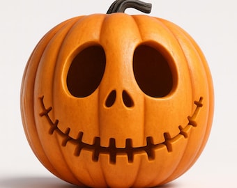 不気味でかわいいカボチャの顔STL + 6 SVG\PNGファイル | 3Dプリント可能なハロウィンカボチャデコレーション | ジャック・オー・ランタンカボチャ3Dモデル