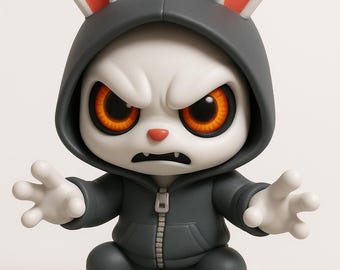 Angry Bunny STL & GLB | Cute Angry Rabbit 3D Model | Chibi Bunny Figure | 3D Printable Toy | Funny Gift Idea
