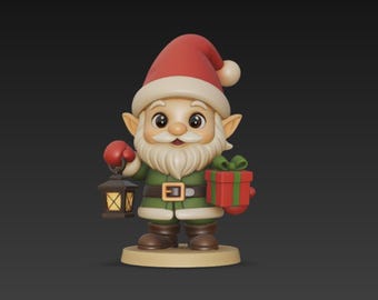 Christmas Gnome 3D Model: Holiday Decor Figurine (STL + GLB Files)