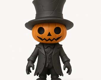 Pumpkin Gentleman 3D Model: Halloween Figure (STL & GLB)