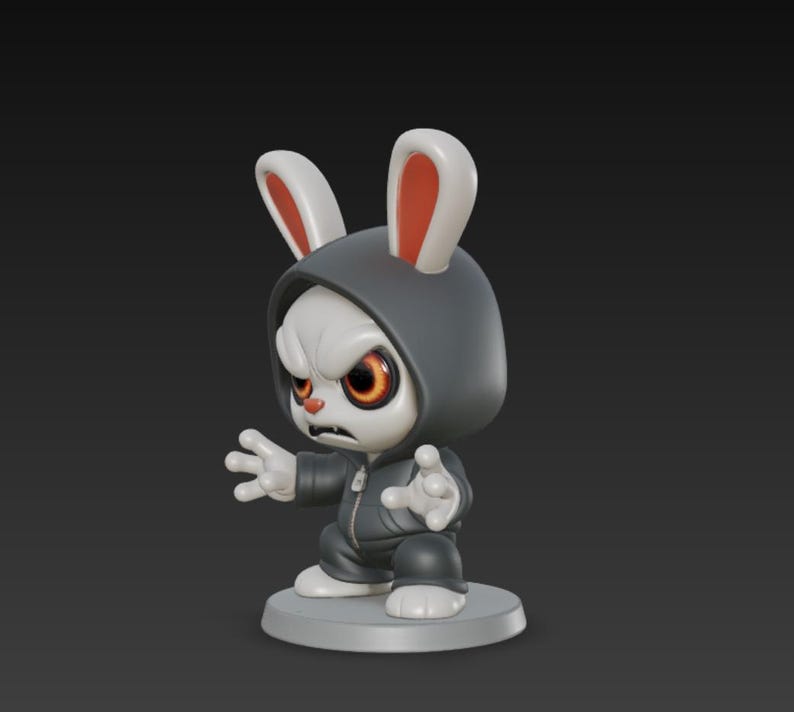 Angry Bunny STL & GLB | Cute Angry Rabbit 3D Model | Chibi Bunny Figure ...