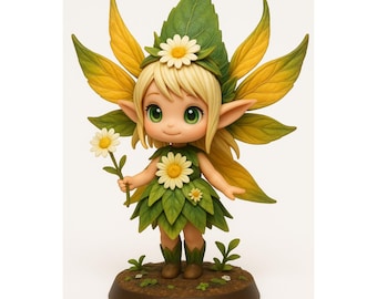 Fairy Figure | Kawaii Forest Elf STL + GLB | Cute Flower Fairy with & without Shoes | Fantasy Decor Model