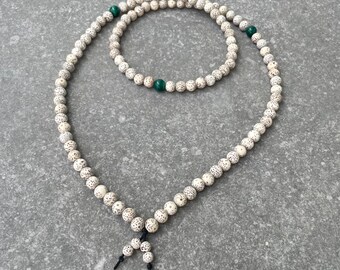 Bodhi tree mala 108 beads natural stone malachite, Bodhi rosary, Necklace Buddhist, meditation mala, meditation necklace